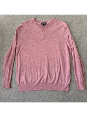 Bonobos Cotton Linen Henley Sweater Mens XL Slim Fit Pink Long Sleeve